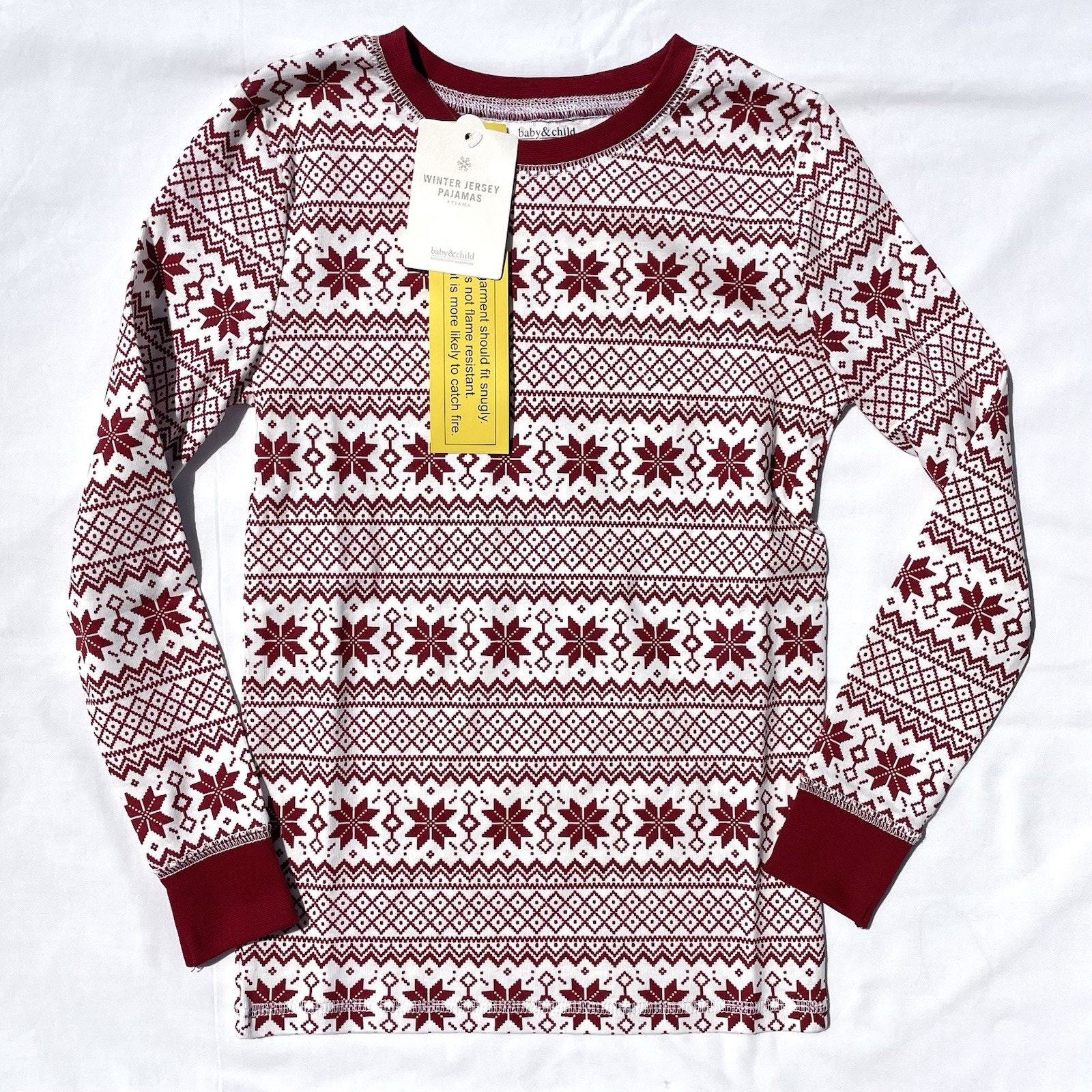 Restoration Hardware Baby & Child Fair Isle Pajama Set Unisex Kids 7 Red Cotton — image 4 of 5